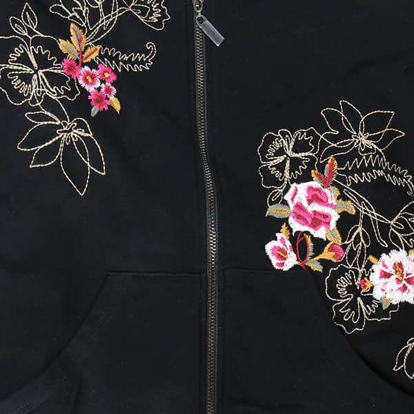 Women's Floral Embroidered Full-Zip Hoodie, French Terry