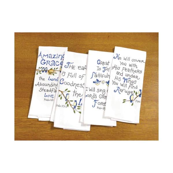Bible Verse Kitchen Hand Towels with Embroidered Psalms