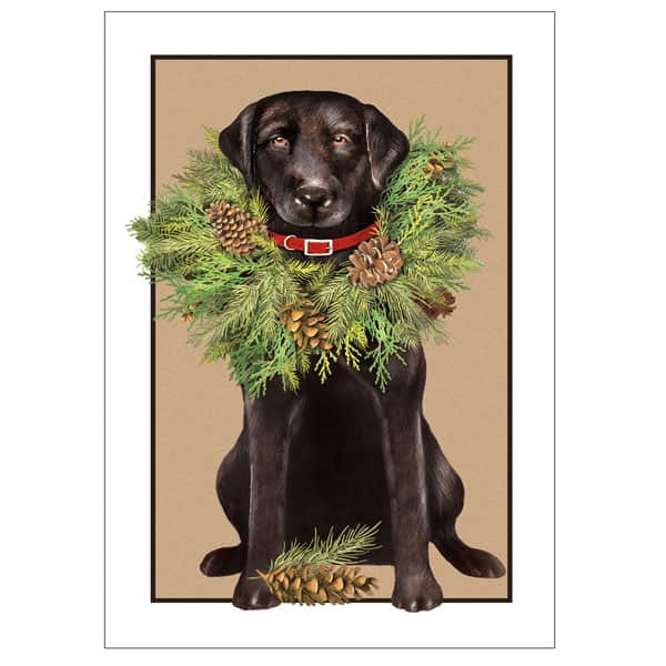 Wreath Dog Christmas Cards