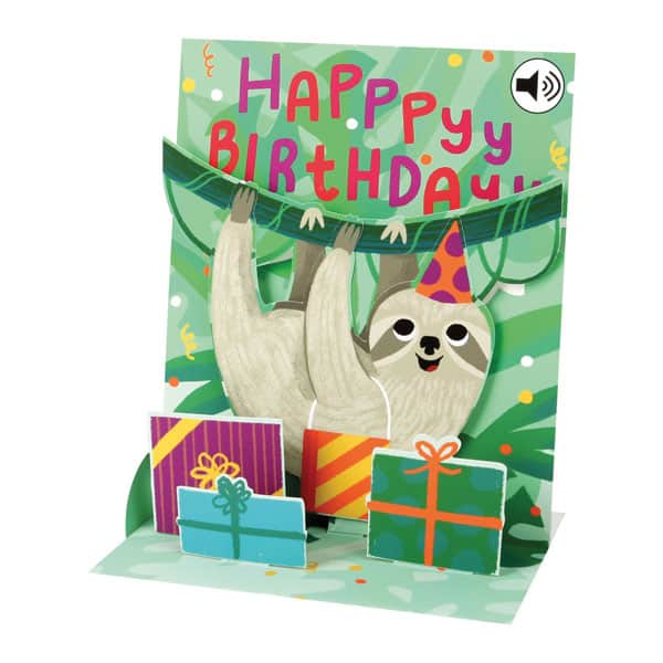 Sloth Musical Pop-Up Birthday Greeting Card