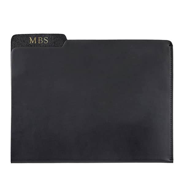 Personalized Leather File Folder - Black