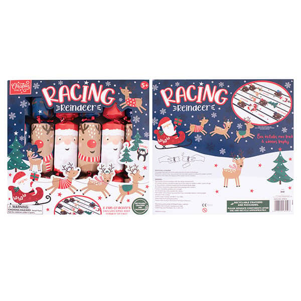Racing Reindeer Christmas Crackers - Set of 6