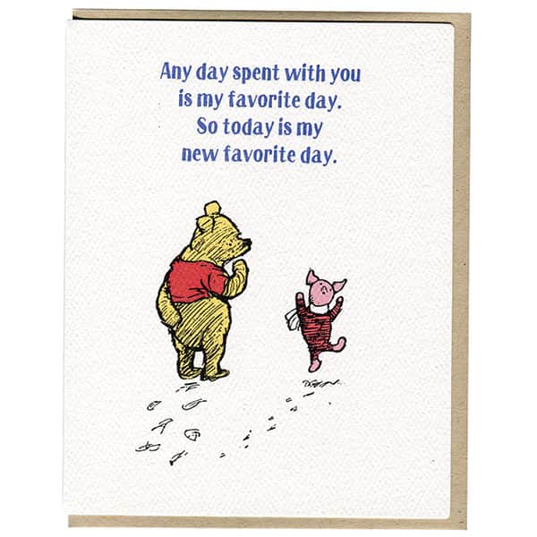 Letterpress Winnie the Pooh Cards - Set of 4