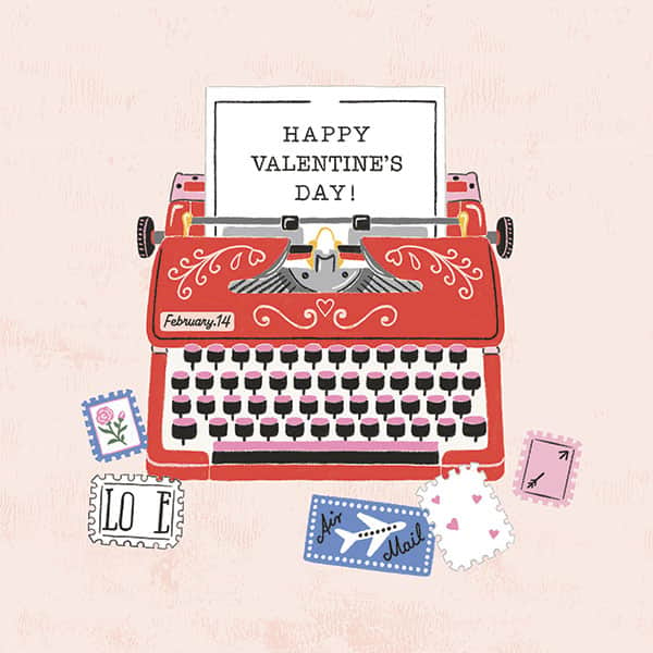Typewriter Valentine's Day Pop-Up Card
