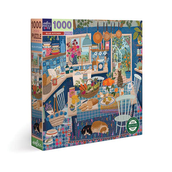 English Cottage Perspective Puzzles - Blue Kitchen