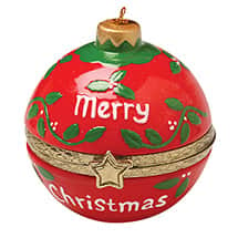 Alternate image Porcelain Surprise Ornament - Merry Christmas Round