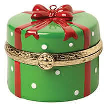 Alternate image Porcelain Surprise Ornament - Green Round Gift Box