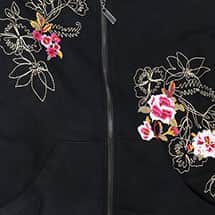 Alternate image Women's Floral Embroidered Full-Zip Hoodie, French Terry