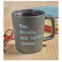 Alternate image Tea, Novels, and Oxford Commas Mug