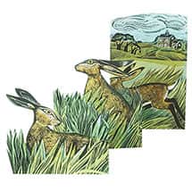 Alternate image Hares and Open Fields Fold-Out Card