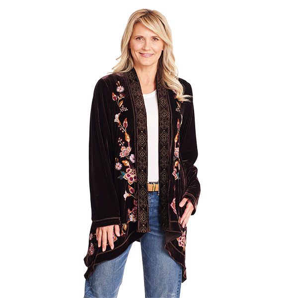 Product image for Brown Floral Velour Jacket