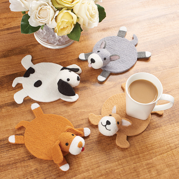 Product image for Felt Dog Coasters - Set of 4