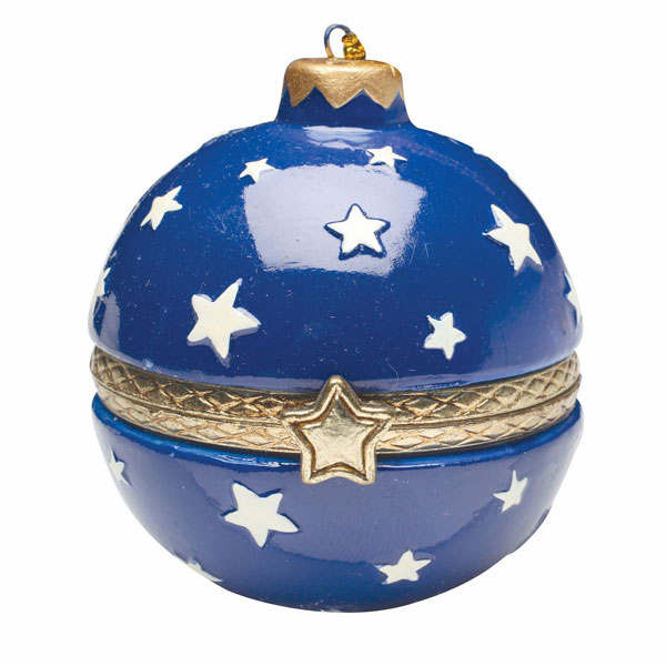 Product image for Porcelain Surprise Ornament - Blue Stars Sphere