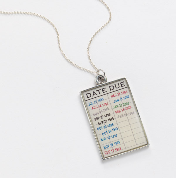Library Checkout Card Necklace