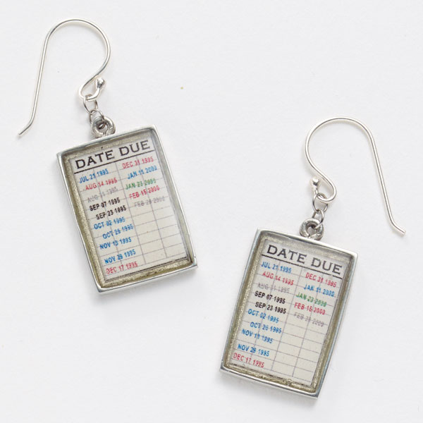 Library Checkout Card Earrings