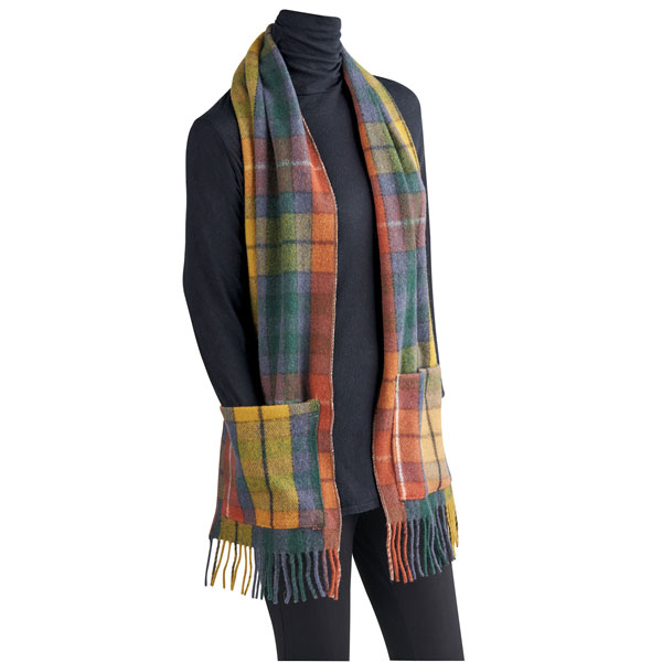 Product image for Scottish Tartan Plaid Wool Pocket Scarf - Antique Buchanan
