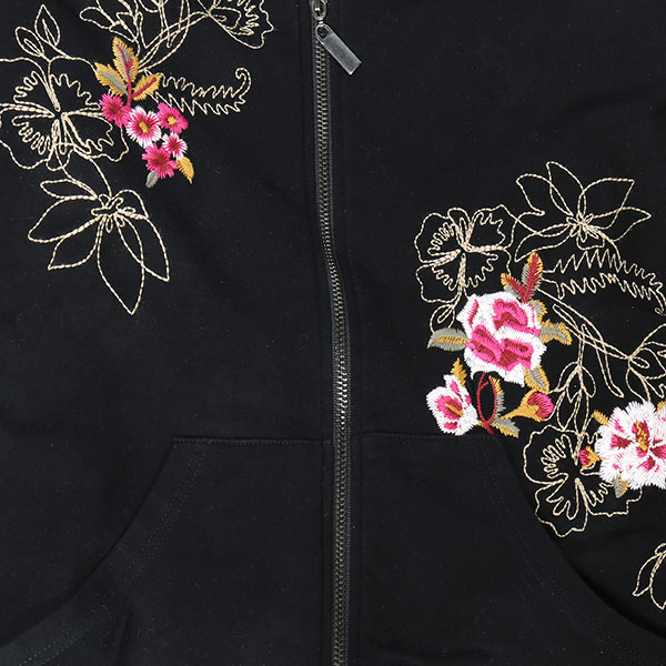 Product image for Women's Floral Embroidered Full-Zip Hoodie, French Terry