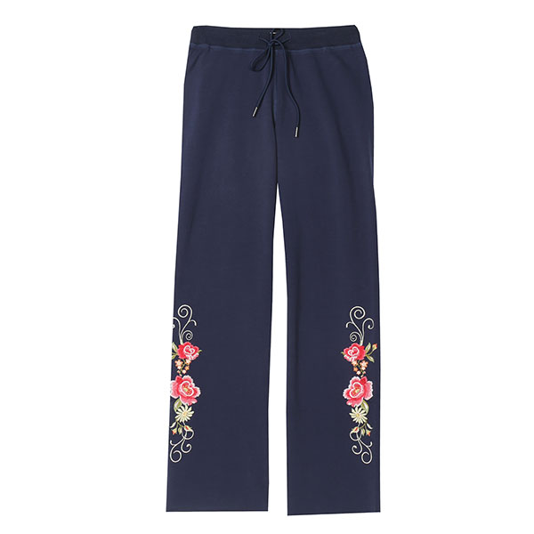 Product image for Women's Floral Embroidered Pants, French Terry