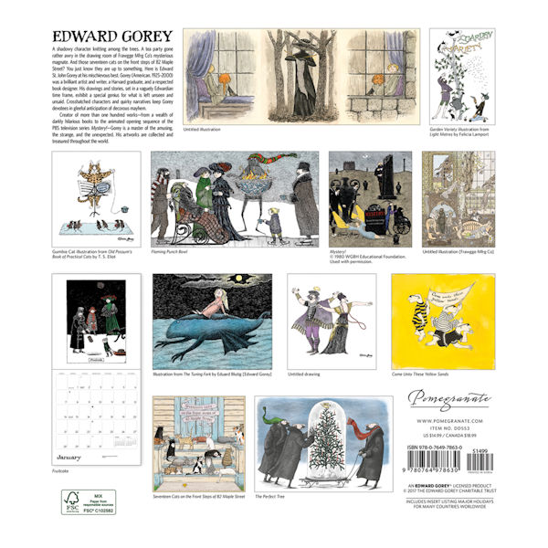 2018 Edward Gorey Wall Calendar