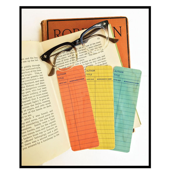Library Card Wooden Bookmarks (set 3)