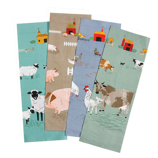 Barnyard Tea Towels: Cow and Hen (each set of two)