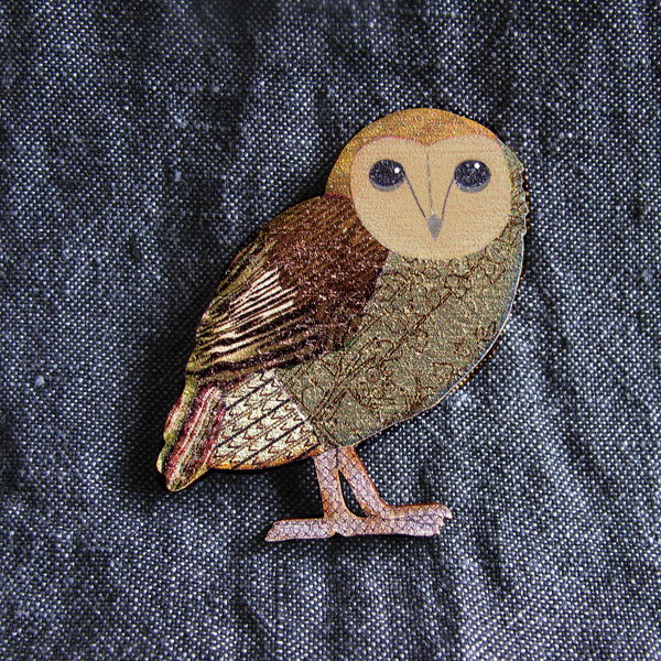 Woodsy Wooden Brooch: Owl