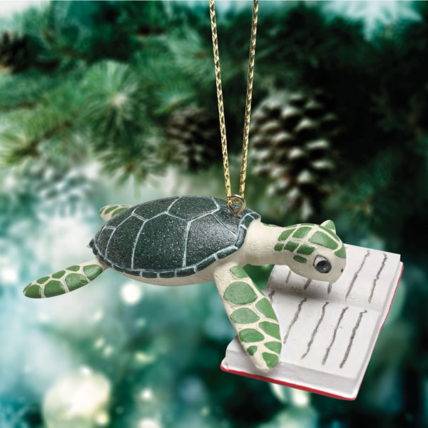 Reading Sea Turtle Ornament