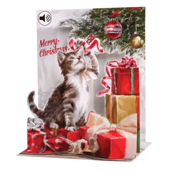 Christmas Kitten Musical Pop-Up Greeting Card