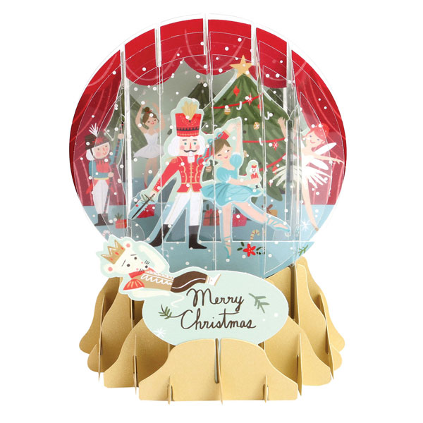 Nutcracker Pop-Up Snow Globe Greeting Card