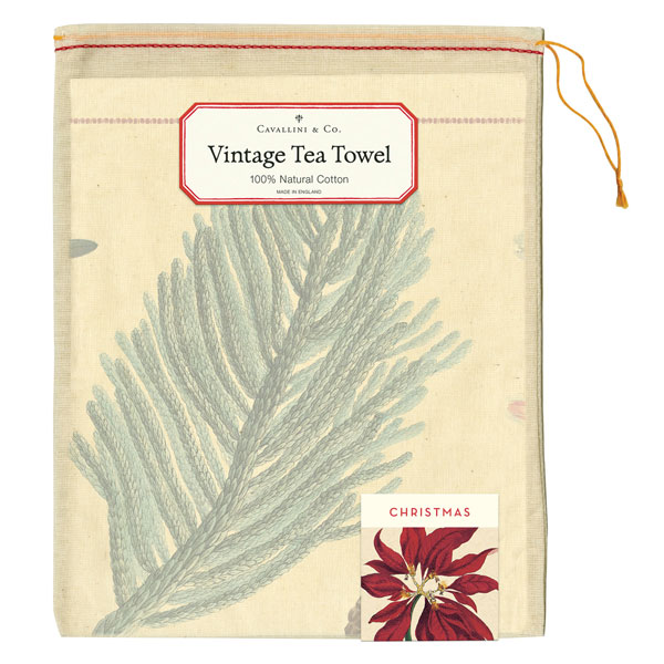 Vintage Christmas Botanicals Tea Towel