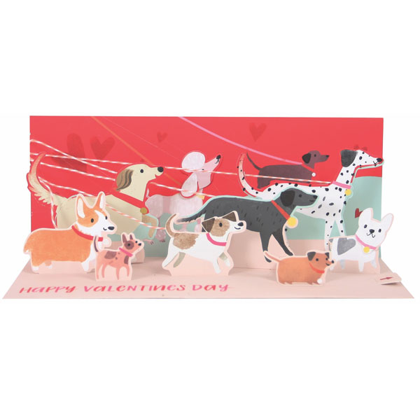 Product image for Valentine Dog Walk Lighted Panoramic Pop-Up Card