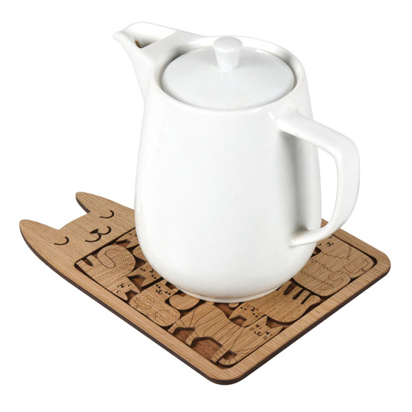 Product image for Happy Cats Wooden Puzzle Tea Tray