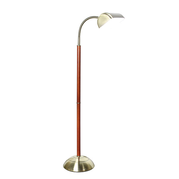 Natural Daylight Floor Lamp: Antique Brass/Cherrywood