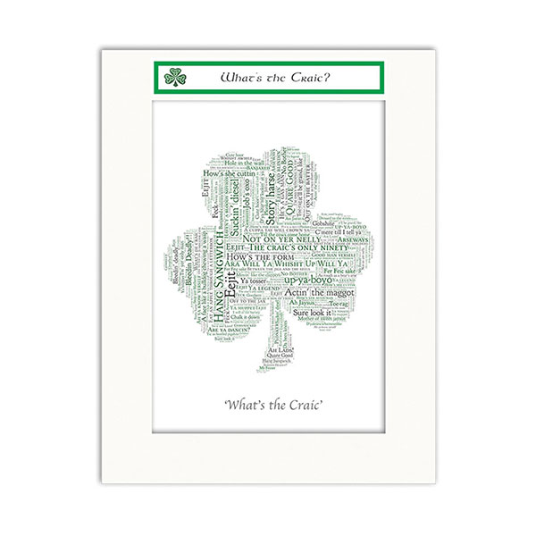 Product image for 'What's the Craic' Shamrock Print