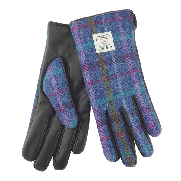 Purple Lilac Leather and Tweed Accessories - Gloves