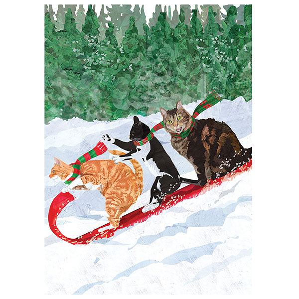 Product image for Cat Toboggan Holiday Boxed Cards - Set of 10