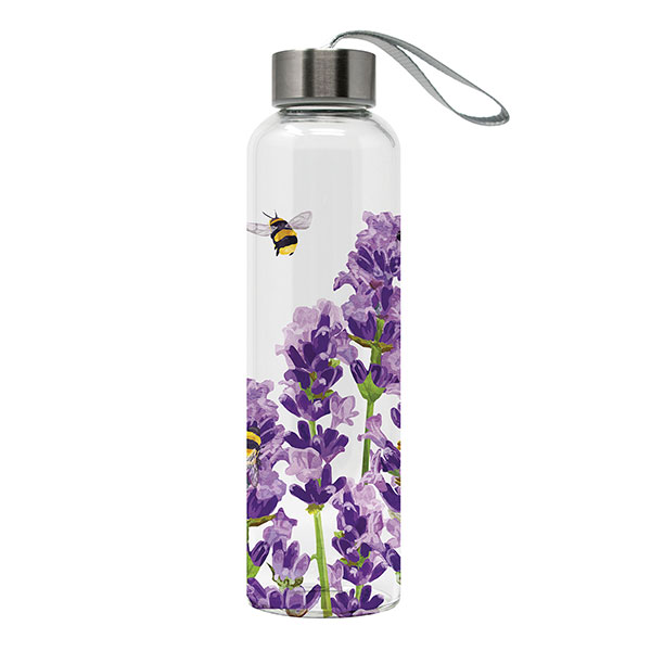 Product image for Glass Water Bottle: Bees and Lavender
