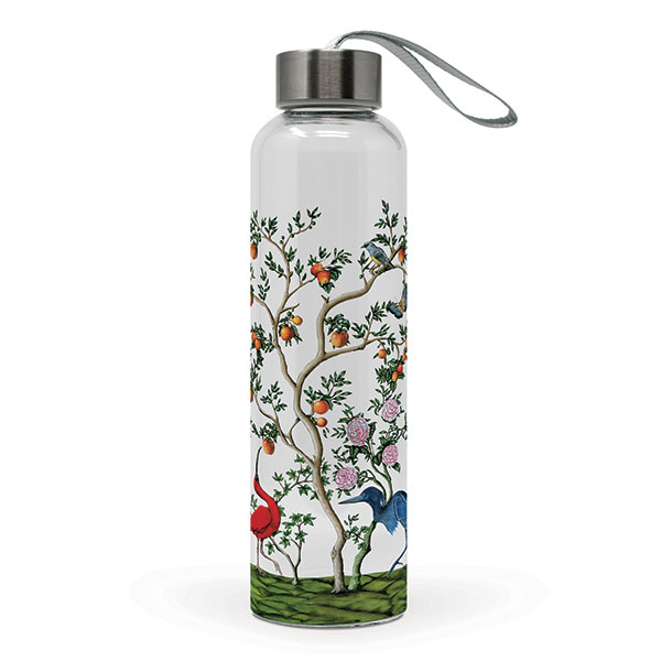 Product image for Glass Water Bottle: Birds and Branch Chinoiserie