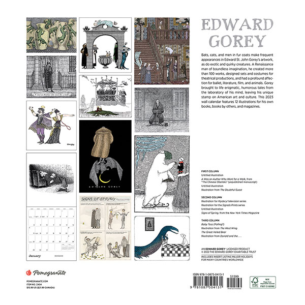 Product image for 2023 Edward Gorey Wall Calendar