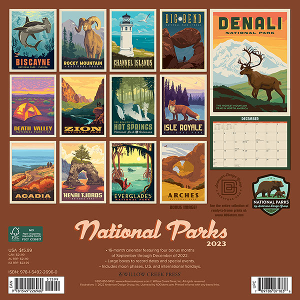 2023 National Parks Wall Calendar