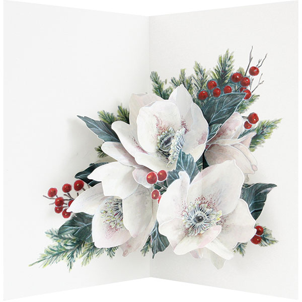 Product image for Christmas Rose Pop-Up Holiday Cards - Set of 3