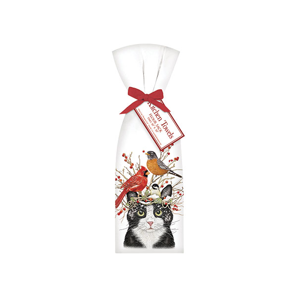 Product image for Winter Cats and Birds Tea Towels
