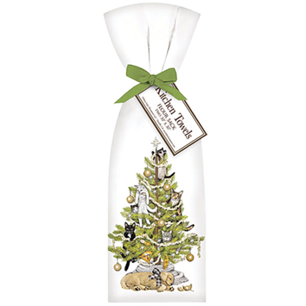 Product image for Christmas Cat Tree Tea Towel -  Set of 2