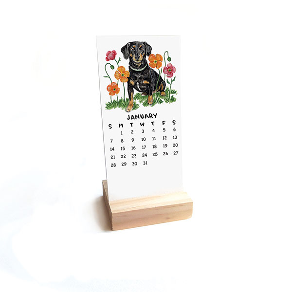 Product image for Tiny Dogs and Flowers Desk Calendar