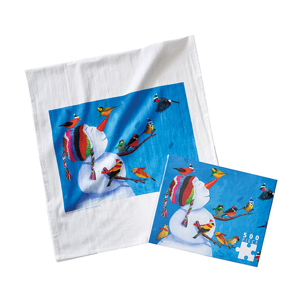 Product image for Birdies and Snowman Tea Towel