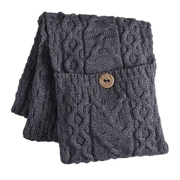 Product image for Galway Bay Irish Wool Pocket Scarf - Charcoal