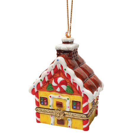 Porcelain Surprise Ornament - Gingerbread Chalet