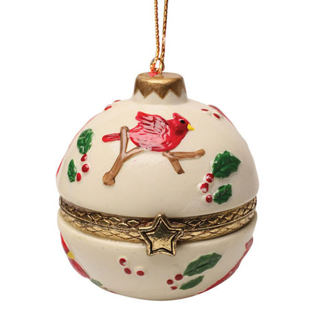 Porcelain Surprise Ornament - Cardinal Holly