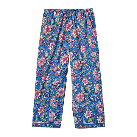 Blue Rita floral-print shirred-cotton capri trousers, Super Yaya