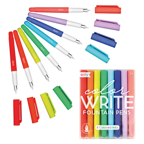 Color Write Fountain Pens with Refills - Set of 8